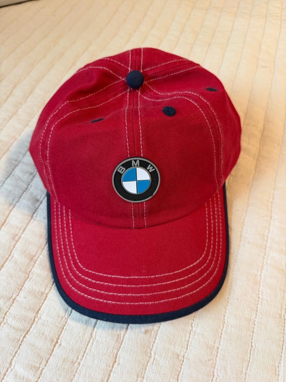BMW Red Kids Cap with Navy Trim